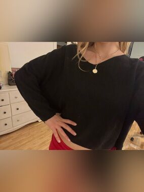 Nais Black Off Shoulder Light Knit